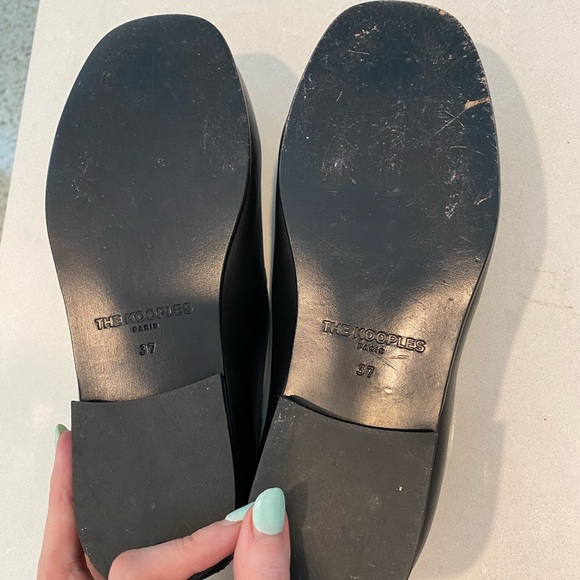 The Kooples calfskin + pigskin black leather studded loafers. Size 7. Like new - Picture 7 of 9